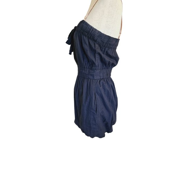 J. Crew Bubble Dress size Small Navy Blue bow front straps mini - Picture 5 of 11